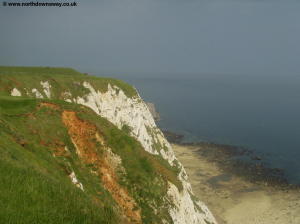 The white cliffs and beaches below