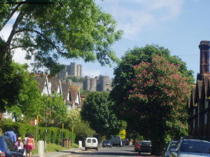 The castle ahead, near Connaught Road